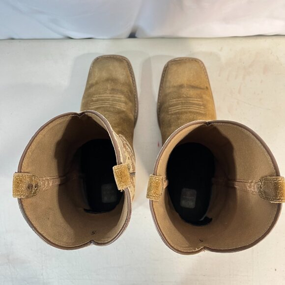 Ariat Kid's Boots Western Patriot Sand Storm Camo American Flag Mocha Suede 5 - Picture 6 of 16